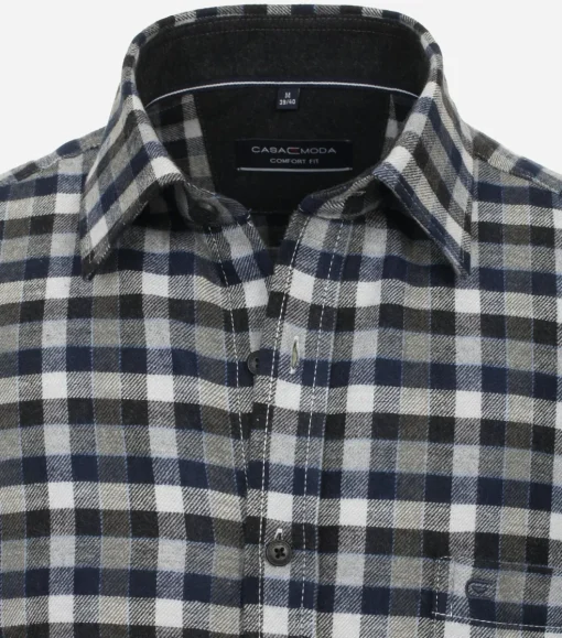 CASA MODA Sport comfort fit overhemd, flanel, groen geruit