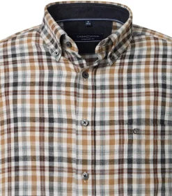 CASA MODA Sport comfort fit overhemd, flanel, beige, blauw en wit geruit