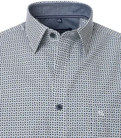 CASA MODA Sport comfort fit overhemd, korte mouw, popeline, blauw dessin