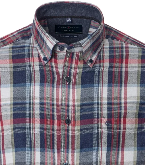 CASA MODA Sport comfort fit overhemd, flanel, blauw geruit