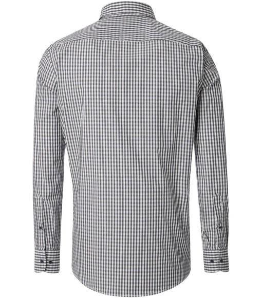 CASA MODA Sport comfort fit overhemd, dobby, blauw met wit en groen geruit