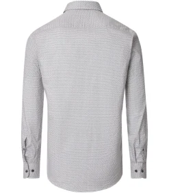 CASA MODA Sport comfort fit overhemd, popeline, wit met blauw en beige dessin