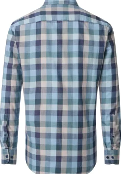 CASA MODA Sport comfort fit overhemd, twill, blauw met beige en groen geruit
