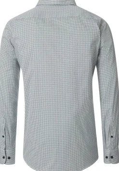 CASA MODA Sport comfort fit overhemd, twill, wit met blauw en groen dessin