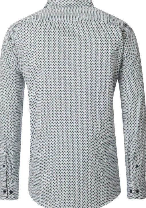 CASA MODA Sport comfort fit overhemd, twill, wit met blauw en groen dessin