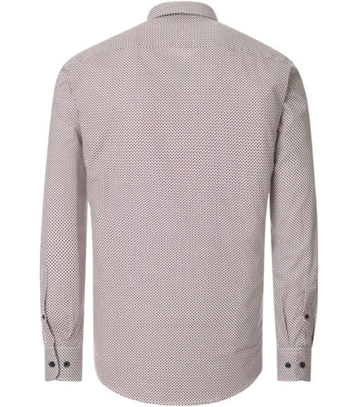 CASA MODA Sport comfort fit overhemd, twill, wit met blauw en rood dessin