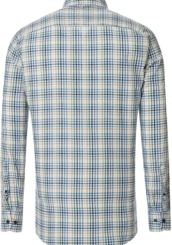 CASA MODA Sport comfort fit overhemd, dobby, wit met blauw, groen en beige geruit
