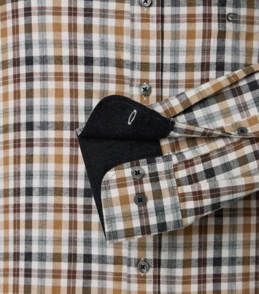 CASA MODA Sport comfort fit overhemd, flanel, beige, blauw en wit geruit