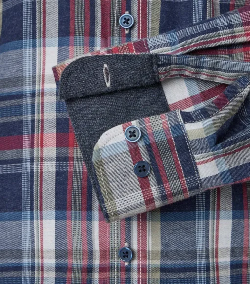 CASA MODA Sport comfort fit overhemd, flanel, blauw geruit