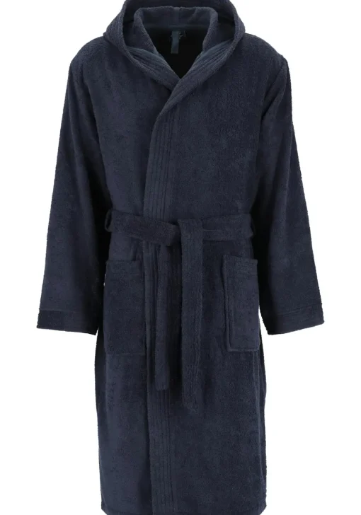 Ceceba heren badjas badstof, met capuchon, donkerblauw