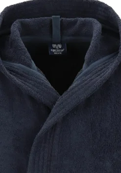 Ceceba heren badjas badstof, met capuchon, donkerblauw