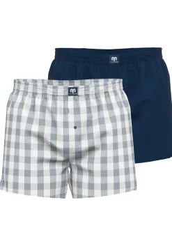 Ceceba heren boxershorts geweven wijd model (2-pack), lichtblauw geruit