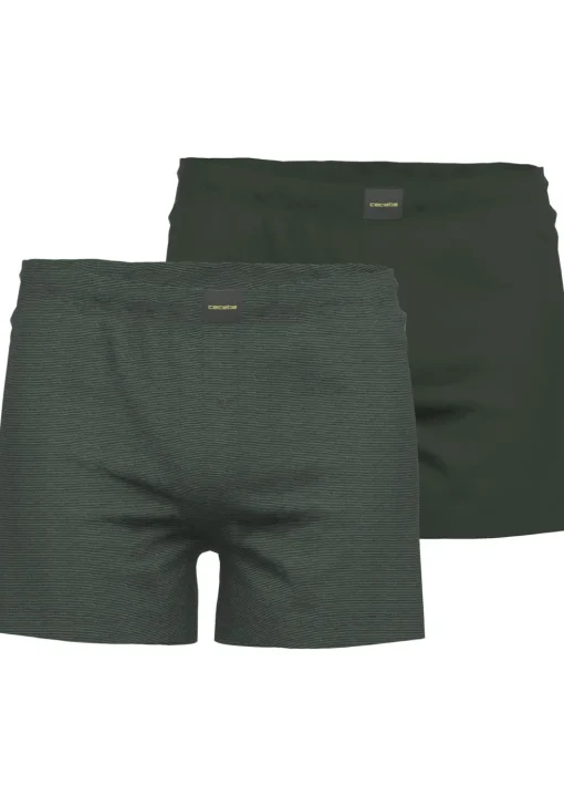 Ceceba heren boxershorts wijd model met gulp (2-pack), donkergrijs gestreept