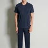 Ceceba heren pyjama V-hals, donkerblauw mini dessin