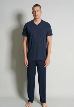 Ceceba heren pyjama V-hals, donkerblauw mini dessin