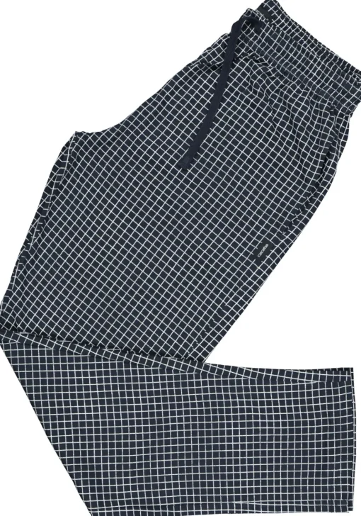 Ceceba heren pyjamabroek lang, donkerblauw met wit geruit