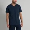 Ceceba heren shortama V-hals, donkerblauw mini dessin