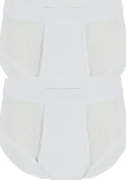 Ceceba heren slips met gulp, dubbelrib (2-pack), wit