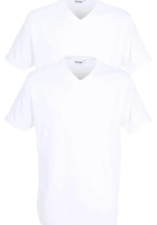 Ceceba heren T-shirt V-hals (2-pack), wit