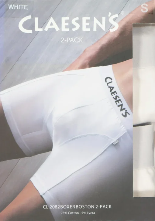 Claesen's Basics boxers (2-pack), heren boxers lang, wit