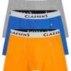 Claesen's Basics normale lengte boxer (3-pack), heren boxer, grijs, licht blauw, oranje