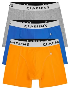 Claesen's Basics normale lengte boxer (3-pack), heren boxer, grijs, licht blauw, oranje