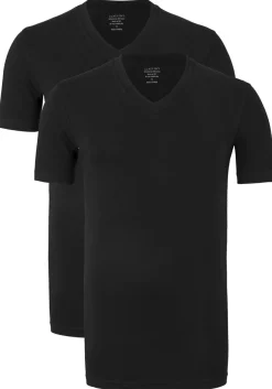 Claesen's Basics T-shirts (2-pack), heren T-shirts V-hals, zwart