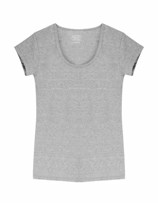 Claesen's dames Basics T-shirt (1-pack), T-shirt korte mouw, grijs