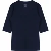 Claesen's dames Basics T-shirt (1-pack), 3/4 mouw V-hals T-shirt, blauw