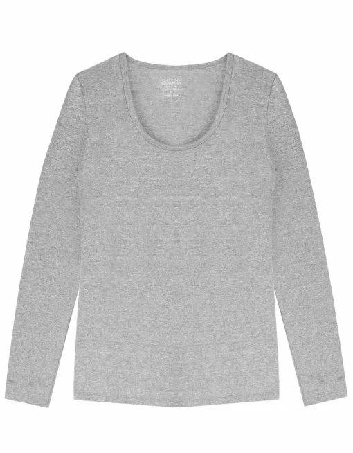 Claesen's dames Basics T-shirt (1-pack), T-shirt lange mouw, grijs