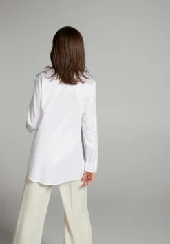 ETERNA 1863 dames blouse A-lijn, twill satijnbinding, wit