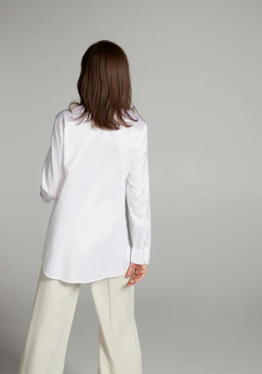 ETERNA 1863 dames blouse A-lijn, twill satijnbinding, wit