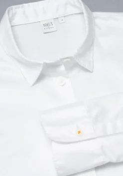 ETERNA 1863 dames blouse A-lijn, twill satijnbinding, wit
