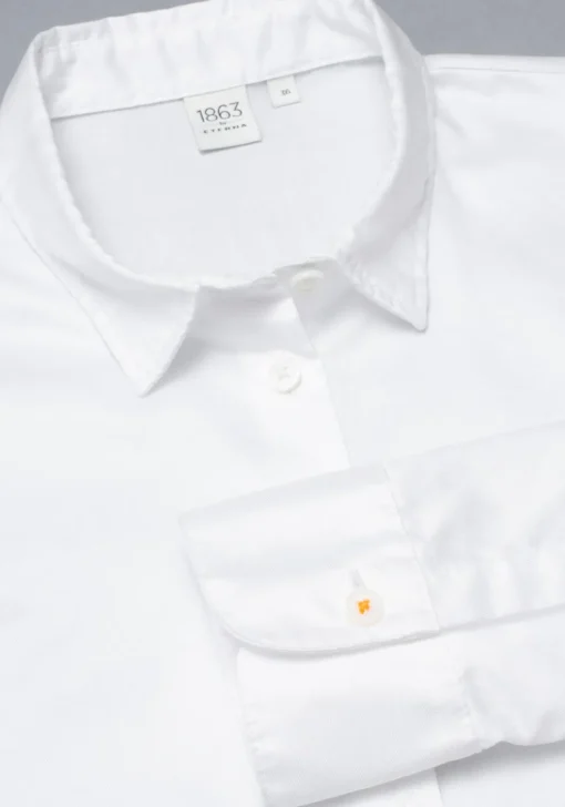 ETERNA 1863 dames blouse A-lijn, twill satijnbinding, wit