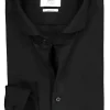 ETERNA 1863 slim fit casual Soft tailoring overhemd, jersey heren overhemd, zwart