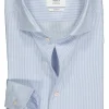ETERNA 1863 slim fit casual Soft tailoring overhemd, twill heren overhemd, blauw met wit gestreept