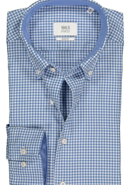 ETERNA 1863 slim fit casual Soft tailoring overhemd, twill heren overhemd, geruit