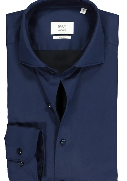 ETERNA 1863 slim fit casual Soft tailoring overhemd, twill heren overhemd, donkerblauw