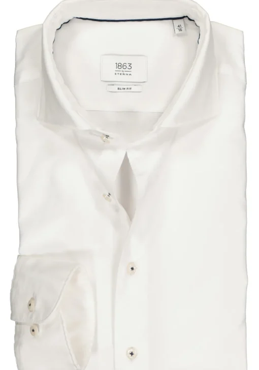 ETERNA 1863 slim fit casual Soft tailoring overhemd, twill heren overhemd, wit