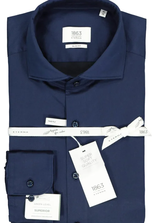 ETERNA 1863 slim fit casual Soft tailoring overhemd, twill heren overhemd, donkerblauw