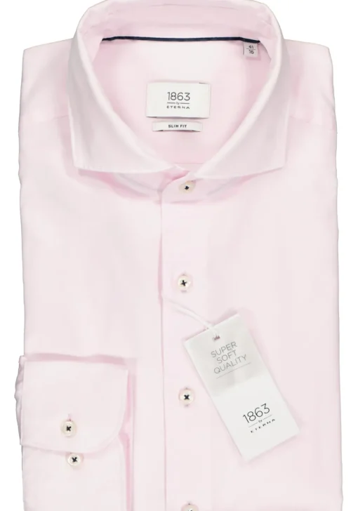 ETERNA 1863 slim fit casual Soft tailoring overhemd, twill heren overhemd, roze
