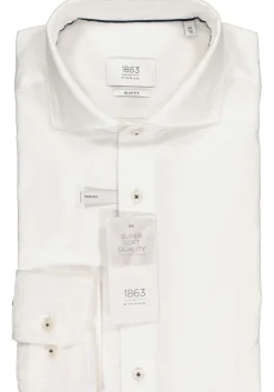 ETERNA 1863 slim fit casual Soft tailoring overhemd, twill heren overhemd, wit