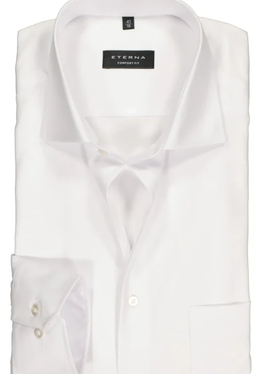 ETERNA comfort fit overhemd, niet doorschijnend twill heren overhemd, wit