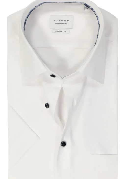 ETERNA comfort fit overhemd korte mouw, Oxford, wit