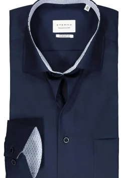 ETERNA comfort fit overhemd, popeline, donkerblauw (contrast)