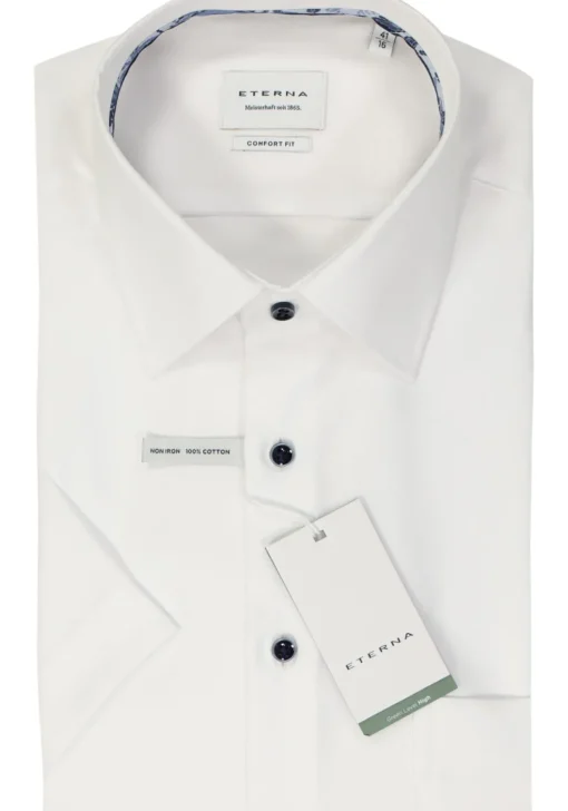 ETERNA comfort fit overhemd korte mouw, Oxford, wit