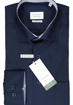 ETERNA comfort fit overhemd, popeline, donkerblauw (contrast)