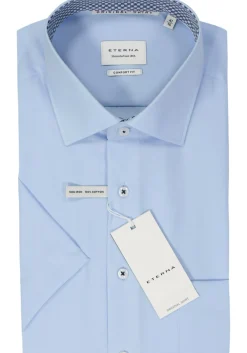 ETERNA comfort fit overhemd korte mouw, popeline, lichtblauw