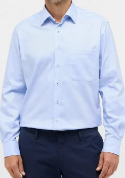 ETERNA comfort fit overhemd, natte, lichtblauw