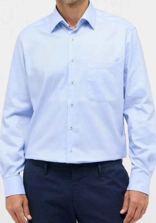 ETERNA comfort fit overhemd, natte, lichtblauw